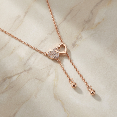 Romantic Double Heart Drop Necklace