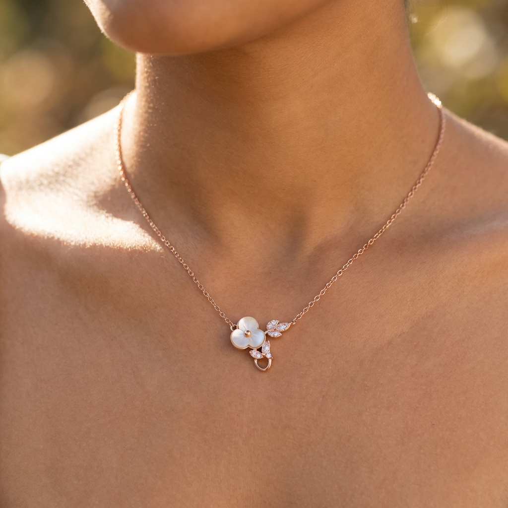 Minimalist Flower and Butterfly Drop Necklace