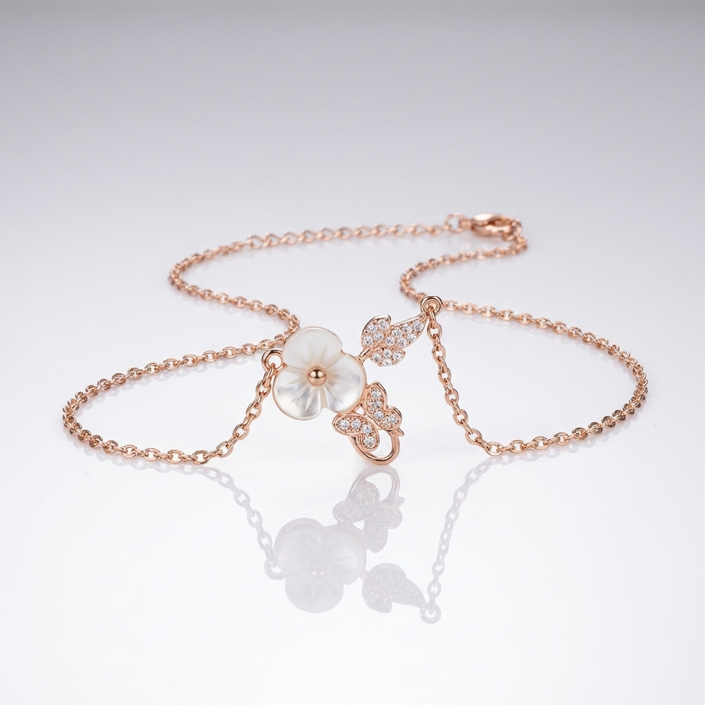 Minimalist Flower and Butterfly Drop Necklace