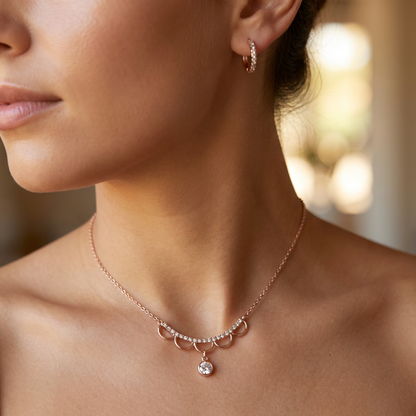 Elegant Pave Pendant Chain Necklace