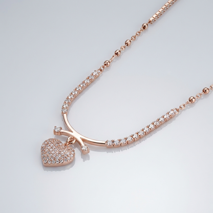 Elegant Pave Heart Charm Necklace
