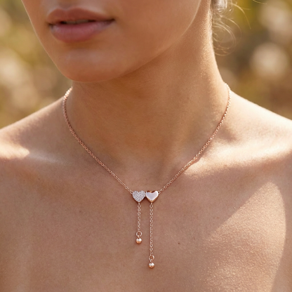 Romantic Double Heart Drop Necklace