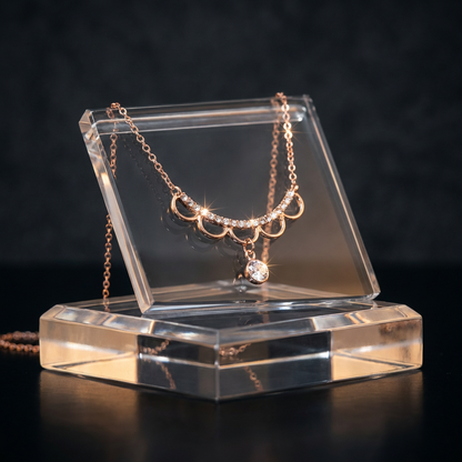 Elegant Pave Pendant Chain Necklace