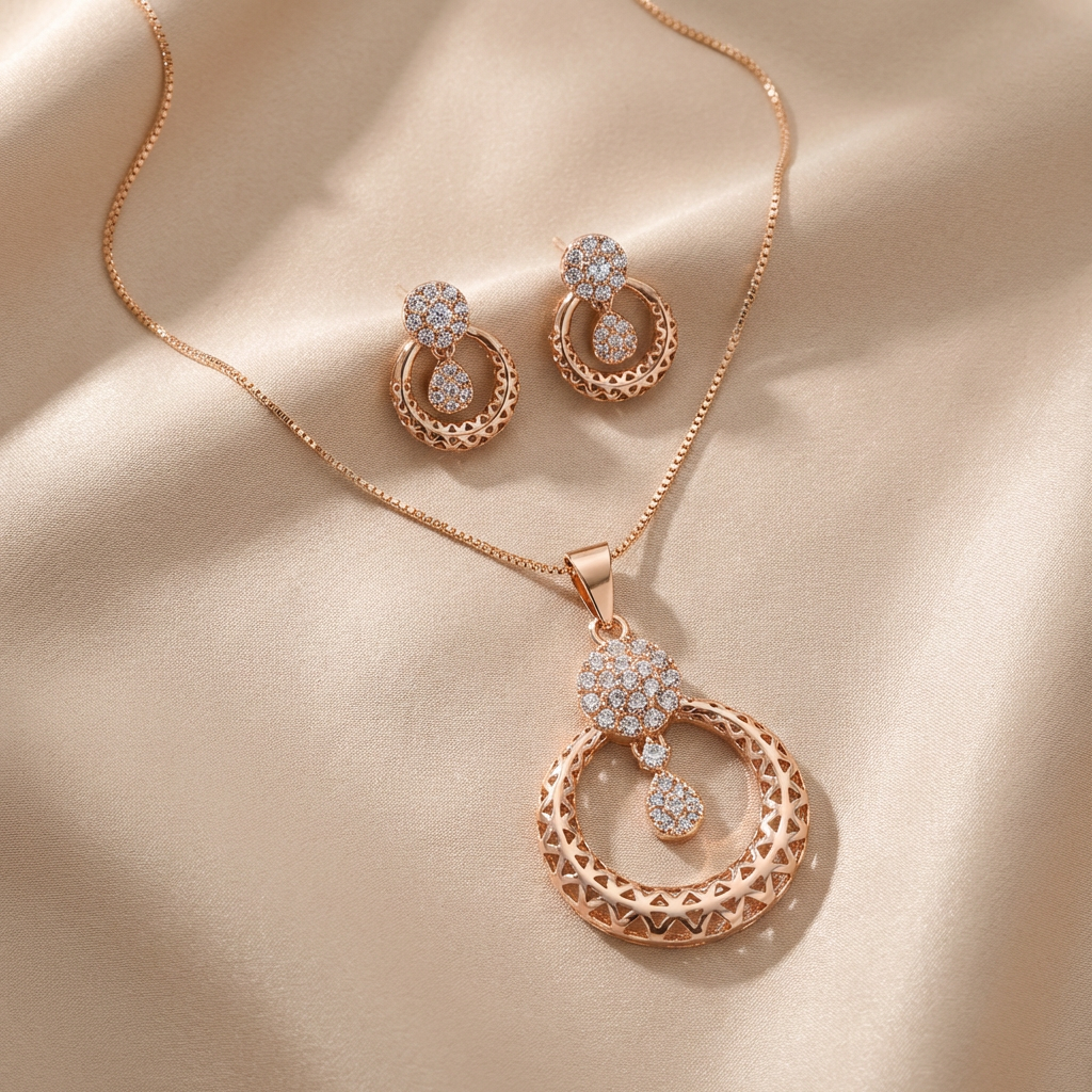 Circular Filigree Pendant Set