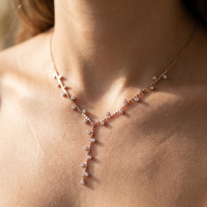 Minimalist Beaded Lariat Mangalsutra with CZ Drops