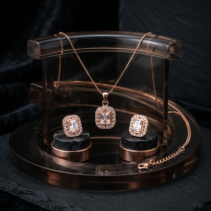 Solitaire Halo Pendant Set Round Studs.