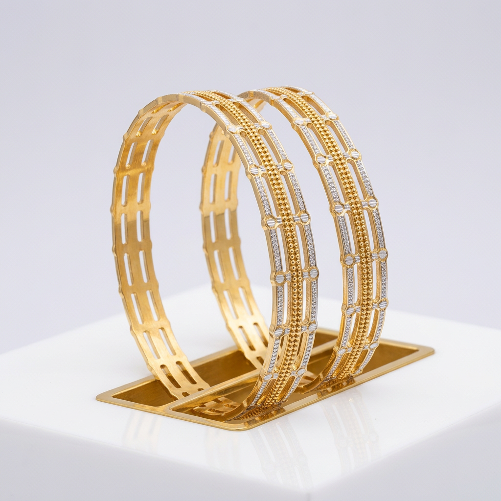 Triple-Line Two-Tone Multi-Row Bracelet
