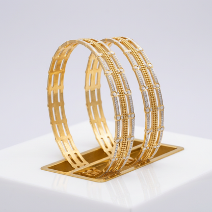 Triple-Line Two-Tone Multi-Row Bracelet