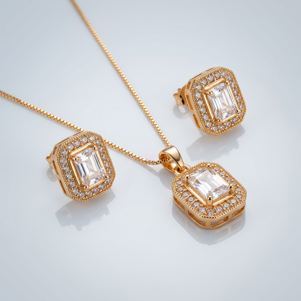 Solitaire Halo Pendant Set Round Studs.