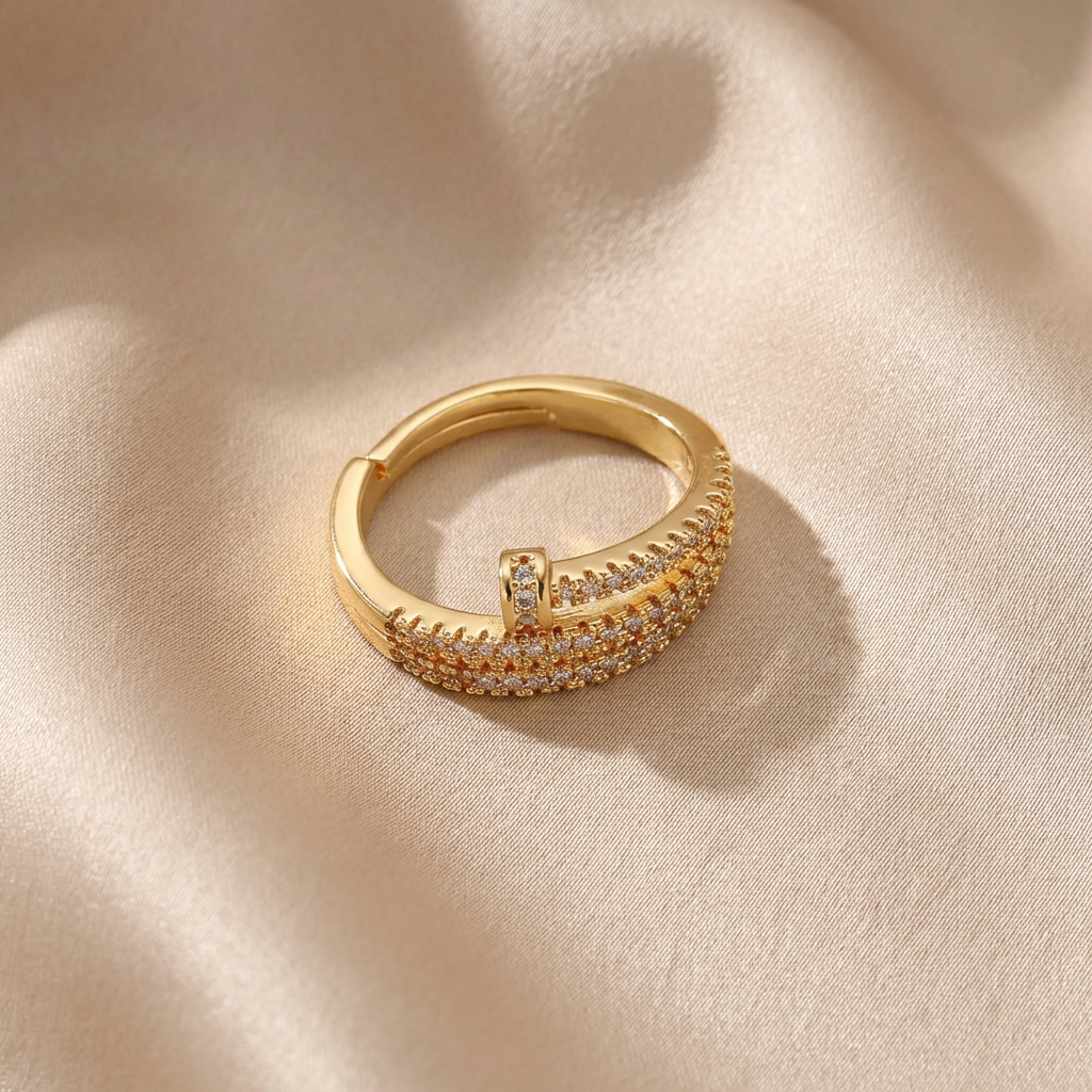 Luxury Nail Inspired Open Adjustable Ring