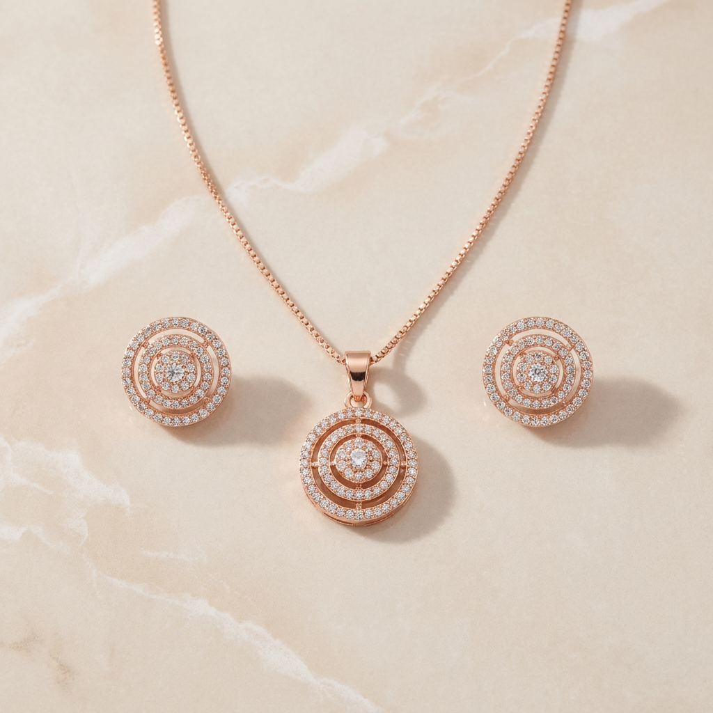 Pendant Necklace & Stud Earring Jewelry Set