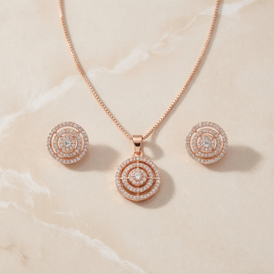 Pendant Necklace & Stud Earring Jewelry Set
