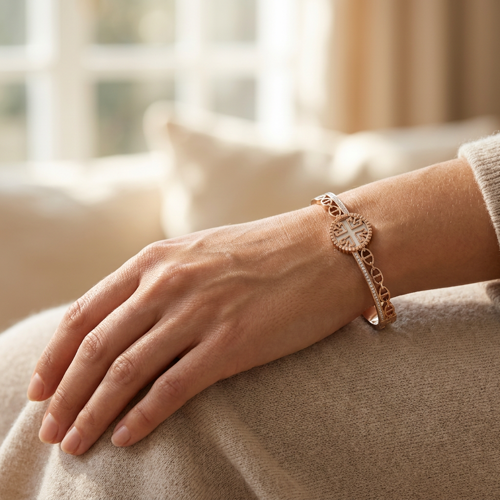 Sparkling Medallion Cuff Bracelet