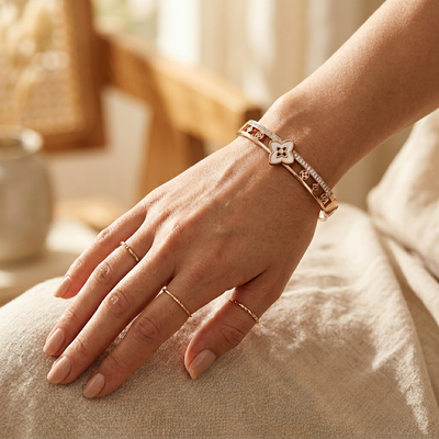 Geometric Clover Statement Bracelet