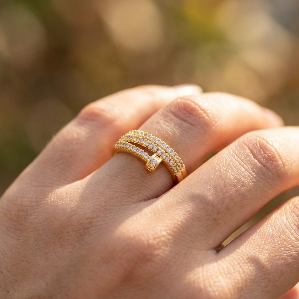 Luxury Nail Inspired Open Adjustable Ring