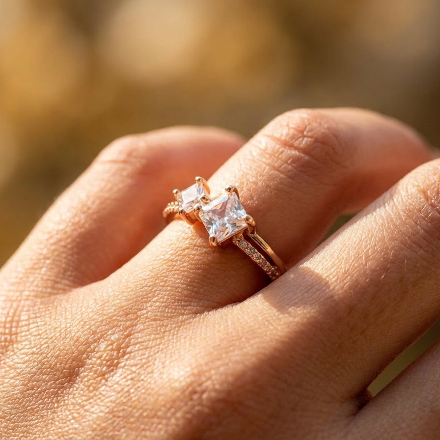 Designer Dual Stone Statement Ring
