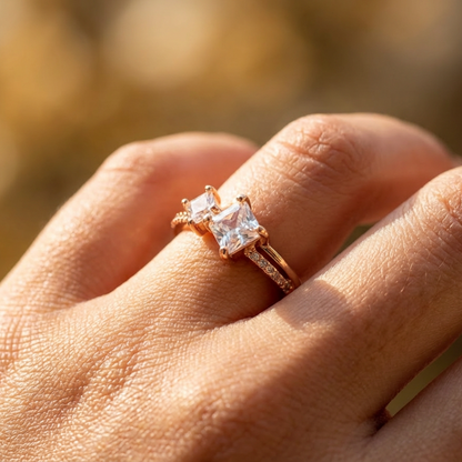 Designer Dual Stone Statement Ring