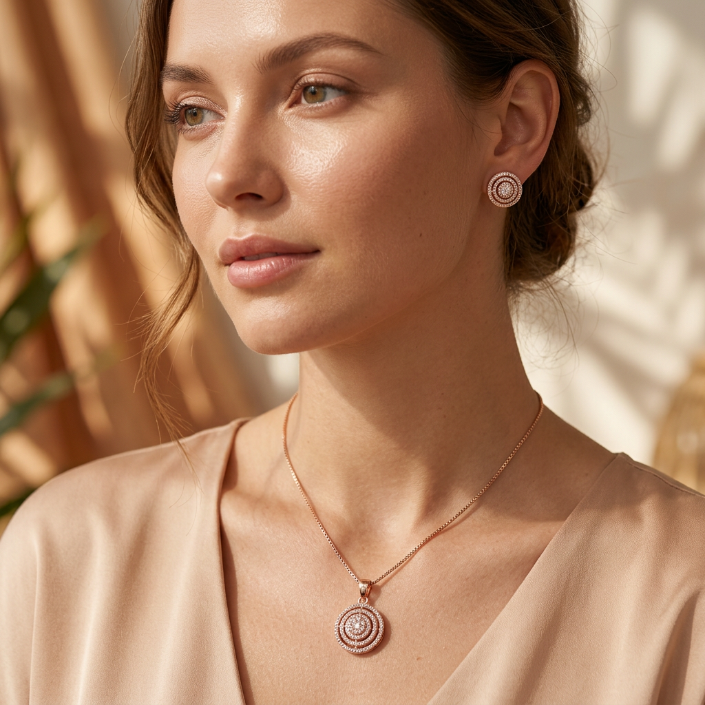 Pendant Necklace & Stud Earring Jewelry Set