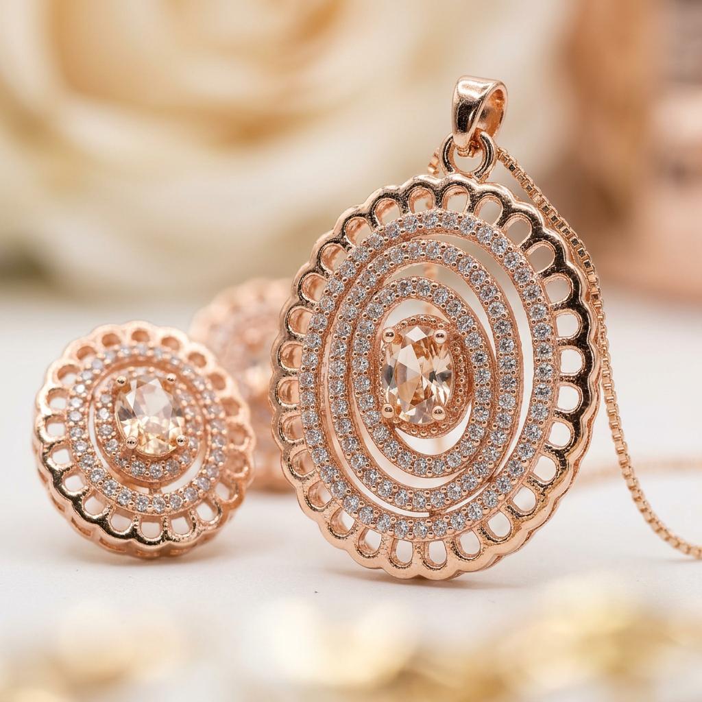 Oval Filigree Pendant Set